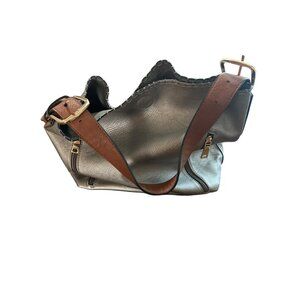 Jen & Co gray brown tote satchel bag with smaller inner removable shoulder bag